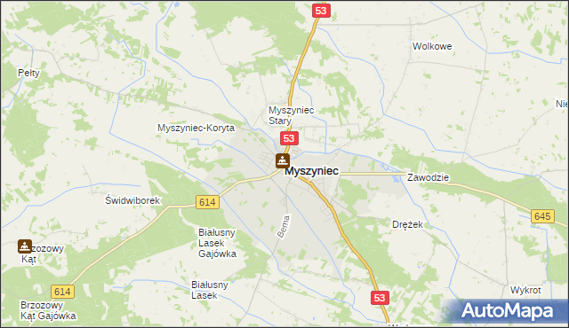 mapa Myszyniec, Myszyniec na mapie Targeo