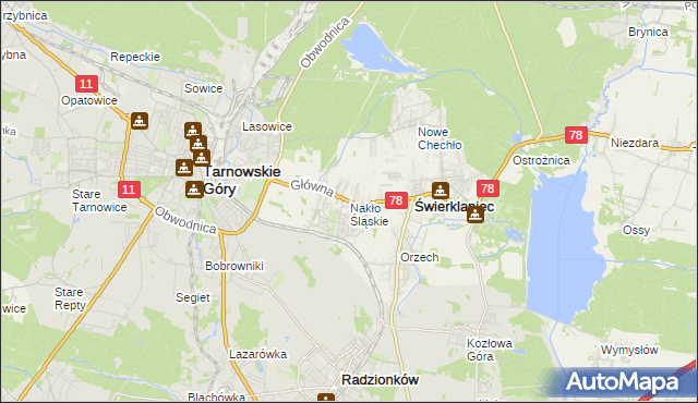 mapa Nakło Śląskie, Nakło Śląskie na mapie Targeo