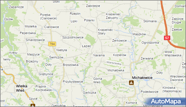 mapa Narama, Narama na mapie Targeo