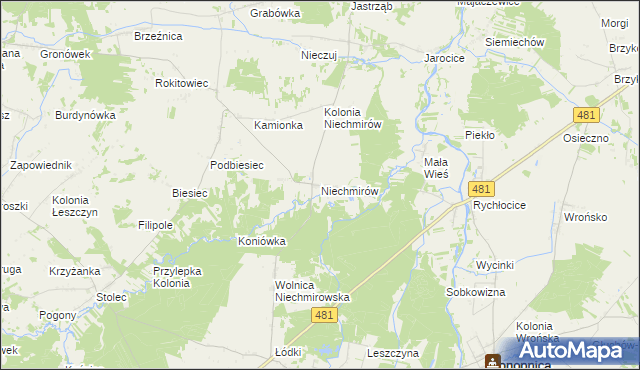 mapa Niechmirów, Niechmirów na mapie Targeo
