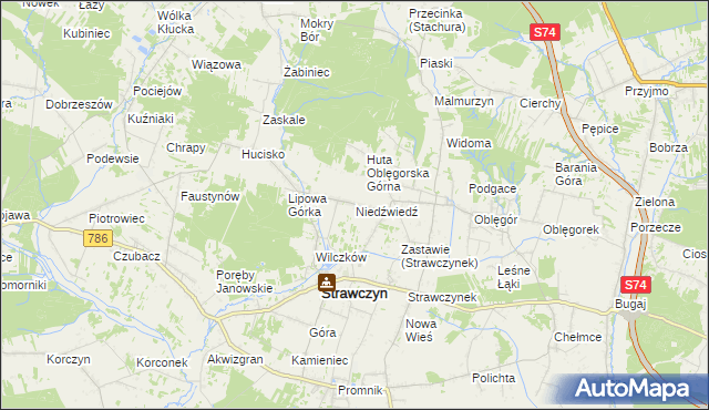 mapa Niedźwiedź gmina Strawczyn, Niedźwiedź gmina Strawczyn na mapie Targeo