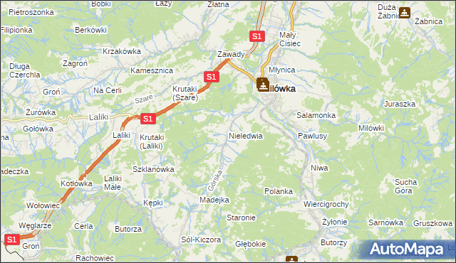 mapa Nieledwia, Nieledwia na mapie Targeo