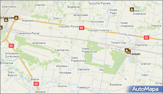 mapa Nowa Piasecznica, Nowa Piasecznica na mapie Targeo