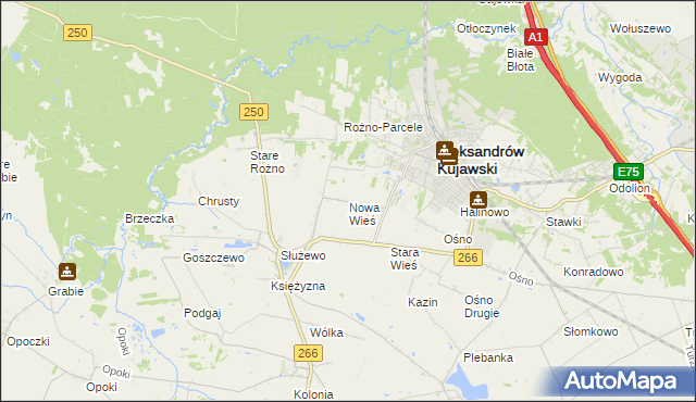 mapa Nowa Wieś gmina Aleksandrów Kujawski, Nowa Wieś gmina Aleksandrów Kujawski na mapie Targeo