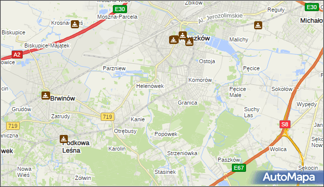 mapa Nowa Wieś gmina Michałowice, Nowa Wieś gmina Michałowice na mapie Targeo