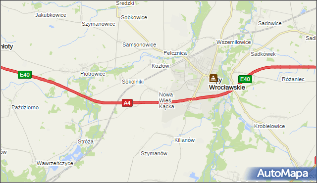 mapa Nowa Wieś Kącka, Nowa Wieś Kącka na mapie Targeo