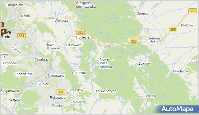 mapa Nowa Wieś Kłodzka, Nowa Wieś Kłodzka na mapie Targeo