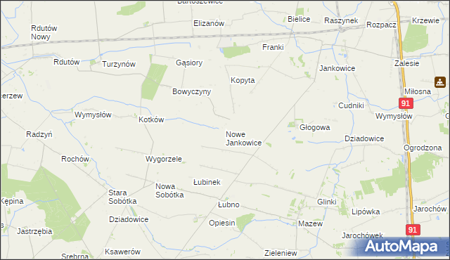 mapa Nowe Jankowice gmina Krośniewice, Nowe Jankowice gmina Krośniewice na mapie Targeo