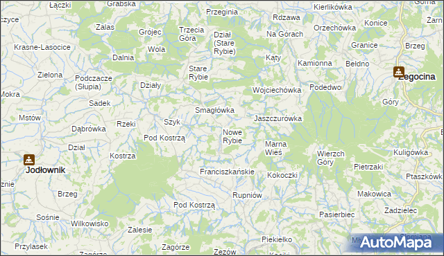 mapa Nowe Rybie, Nowe Rybie na mapie Targeo