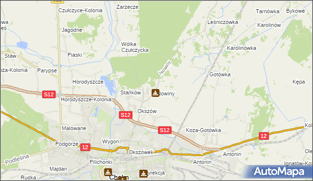 mapa Nowiny gmina Chełm, Nowiny gmina Chełm na mapie Targeo
