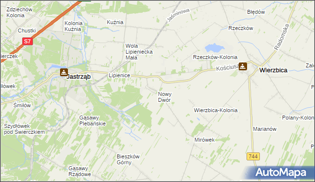mapa Nowy Dwór gmina Jastrząb, Nowy Dwór gmina Jastrząb na mapie Targeo