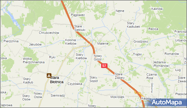 mapa Nowy Gózd, Nowy Gózd na mapie Targeo