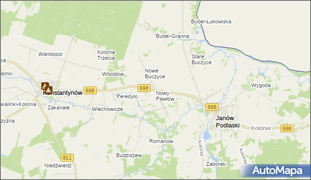 mapa Nowy Pawłów, Nowy Pawłów na mapie Targeo