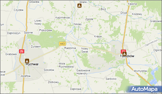 mapa Nowy Świat gmina Tuliszków, Nowy Świat gmina Tuliszków na mapie Targeo
