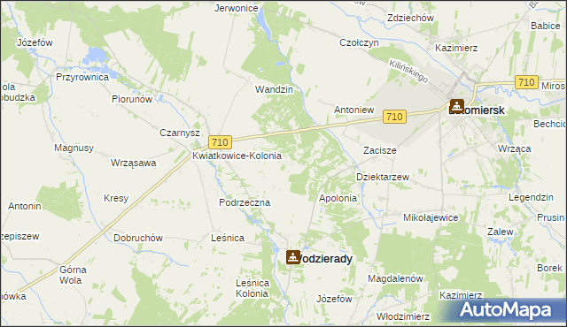 mapa Nowy Świat gmina Wodzierady, Nowy Świat gmina Wodzierady na mapie Targeo