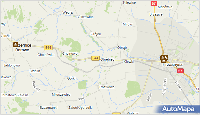 mapa Obrębiec, Obrębiec na mapie Targeo
