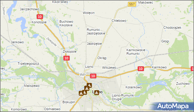 mapa Okrąg, Okrąg na mapie Targeo