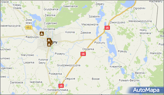 mapa Olszanka gmina Sejny, Olszanka gmina Sejny na mapie Targeo
