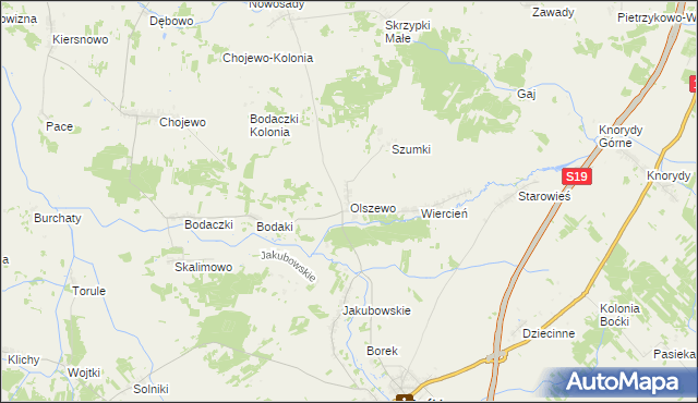 mapa Olszewo gmina Boćki, Olszewo gmina Boćki na mapie Targeo