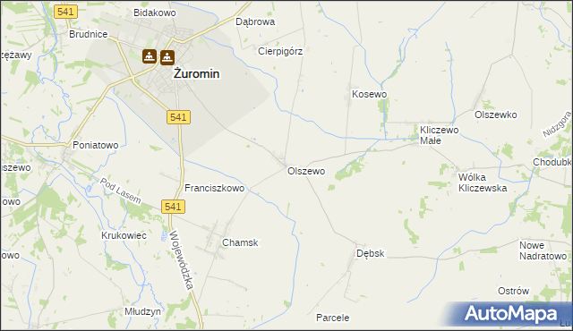 mapa Olszewo gmina Żuromin, Olszewo gmina Żuromin na mapie Targeo