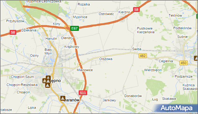 mapa Olszowa gmina Kępno, Olszowa gmina Kępno na mapie Targeo