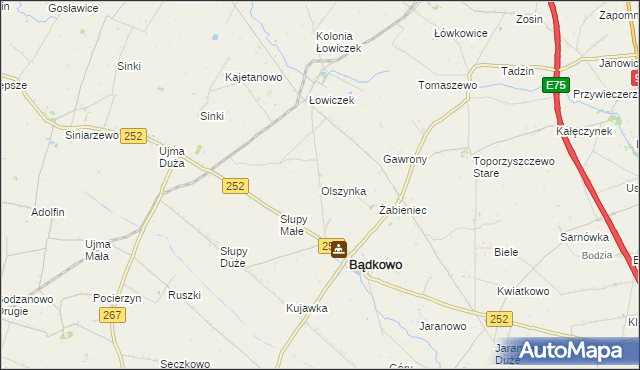 mapa Olszynka gmina Bądkowo, Olszynka gmina Bądkowo na mapie Targeo