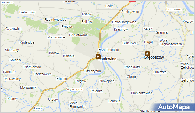 mapa Opatowiec powiat kazimierski, Opatowiec powiat kazimierski na mapie Targeo