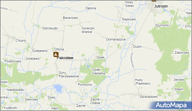 mapa Osiek gmina Pakosław, Osiek gmina Pakosław na mapie Targeo