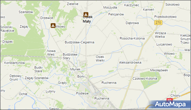 mapa Osiek Wielki gmina Osiek Mały, Osiek Wielki gmina Osiek Mały na mapie Targeo