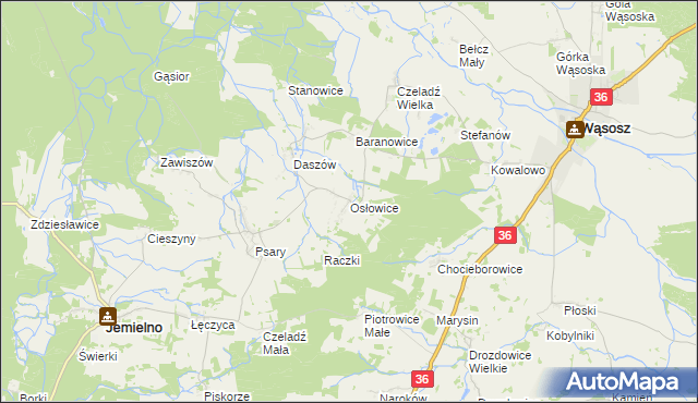 mapa Osłowice, Osłowice na mapie Targeo