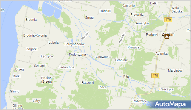 mapa Osowiec gmina Pęczniew, Osowiec gmina Pęczniew na mapie Targeo