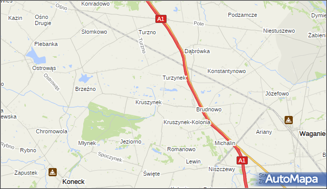 mapa Ossówka gmina Koneck, Ossówka gmina Koneck na mapie Targeo