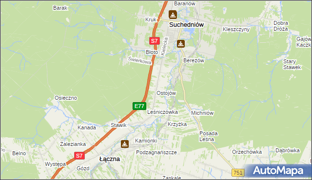 mapa Ostojów, Ostojów na mapie Targeo