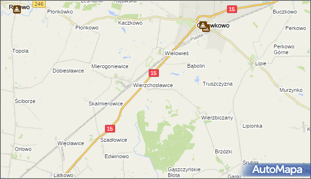 mapa Ostrowo gmina Gniewkowo, Ostrowo gmina Gniewkowo na mapie Targeo