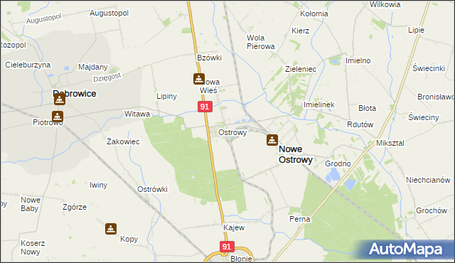 mapa Ostrowy-Cukrownia, Ostrowy-Cukrownia na mapie Targeo