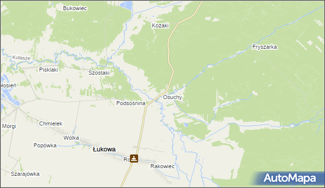 mapa Osuchy gmina Łukowa, Osuchy gmina Łukowa na mapie Targeo