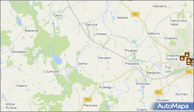mapa Owczarki gmina Kętrzyn, Owczarki gmina Kętrzyn na mapie Targeo