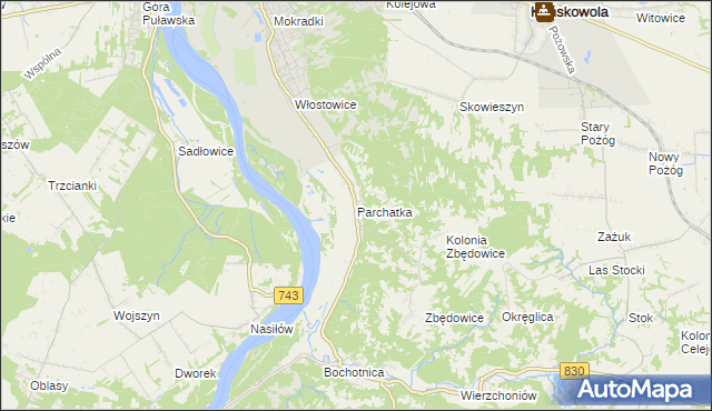 mapa Parchatka, Parchatka na mapie Targeo