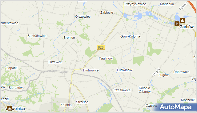 mapa Paulinów gmina Nałęczów, Paulinów gmina Nałęczów na mapie Targeo