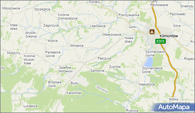 mapa Pełczyce gmina Bogoria, Pełczyce gmina Bogoria na mapie Targeo