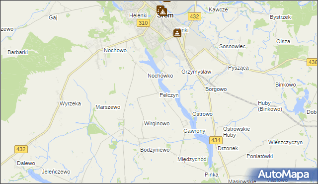 mapa Pełczyn gmina Śrem, Pełczyn gmina Śrem na mapie Targeo