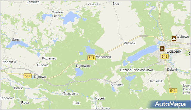 mapa Piaseczno gmina Lidzbark, Piaseczno gmina Lidzbark na mapie Targeo
