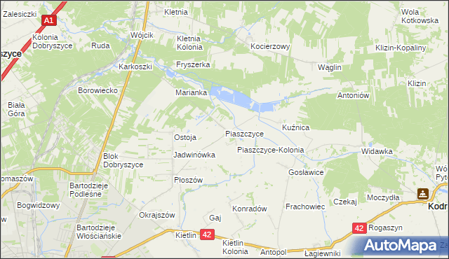 mapa Piaszczyce, Piaszczyce na mapie Targeo