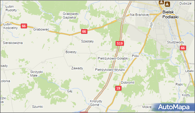 mapa Pietrzykowo-Gołąbki, Pietrzykowo-Gołąbki na mapie Targeo
