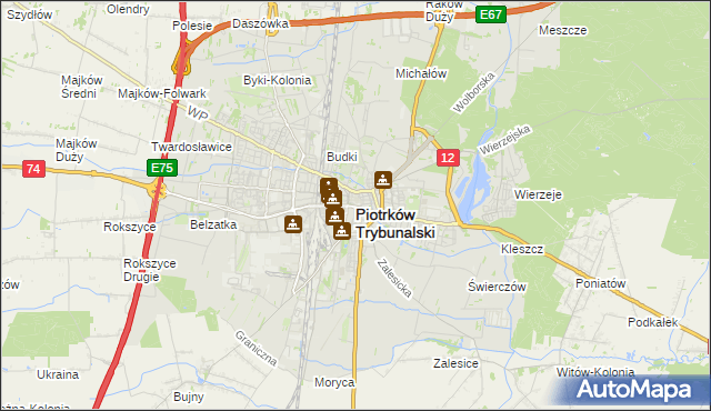mapa Piotrków Trybunalski, Piotrków Trybunalski na mapie Targeo