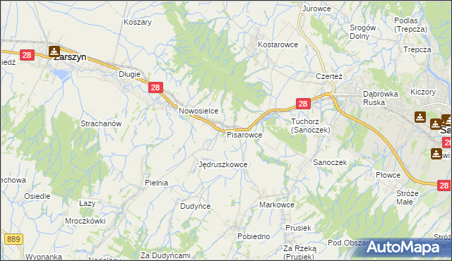 mapa Pisarowce, Pisarowce na mapie Targeo