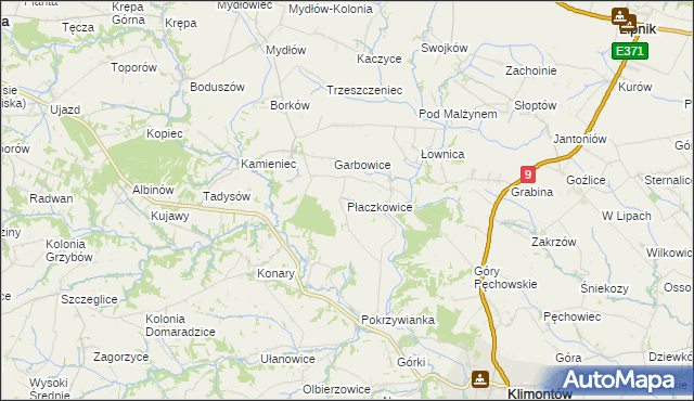mapa Płaczkowice, Płaczkowice na mapie Targeo