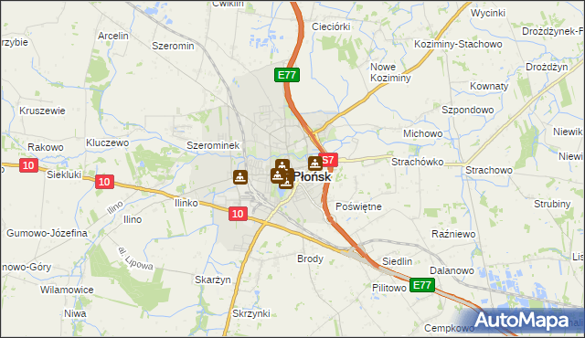 mapa Płońsk, Płońsk na mapie Targeo