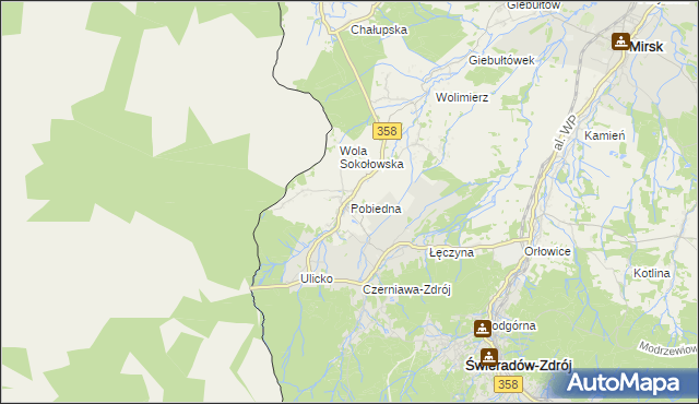 mapa Pobiedna gmina Leśna, Pobiedna gmina Leśna na mapie Targeo