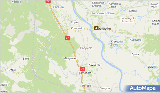 mapa Pocyrchle, Pocyrchle na mapie Targeo